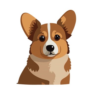 Mutlu karikatür köpek yavrusu beyazda tek başına. Vektör