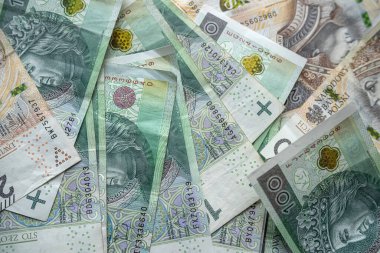 Finansal geçmiş olarak 100 PLN zloti banknot. Polonya para birimi olarak para.