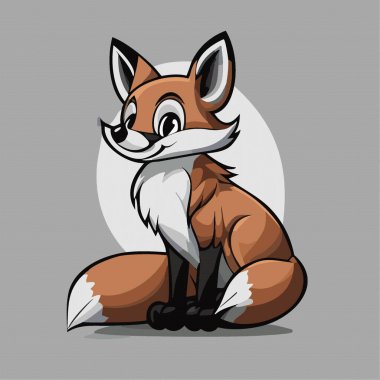 Orman hayvanı şirin tilki çizgi film illüstrasyon vektörü 10 eps