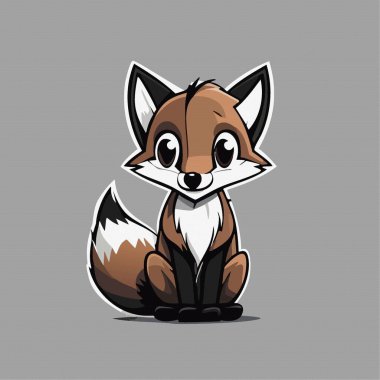 Orman hayvanı şirin tilki çizgi film illüstrasyon vektörü 10 eps