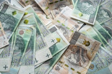 Finansal geçmiş olarak 100 PLN zloti banknot. Polonya para birimi olarak para.