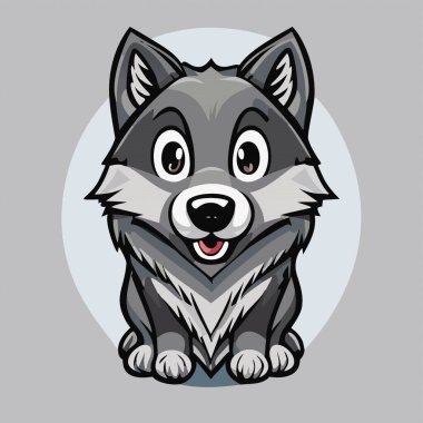 neşeli şirin çizgi film küçük kurt vektör illüstrasyon 10 eps  