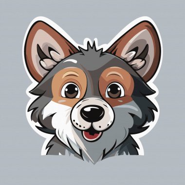 Karakter çizgi film komik kurt başı, vektör illüstrasyonu 10 eps