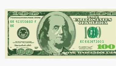 Karikatür Franklin portresi olan 100 dolarlık banknot. 100 Bucks illüstrasyon vektörü