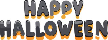 Siyah Mutlu Cadılar Bayramı sözcük metni: Banner, Vektör illüstrasyonu