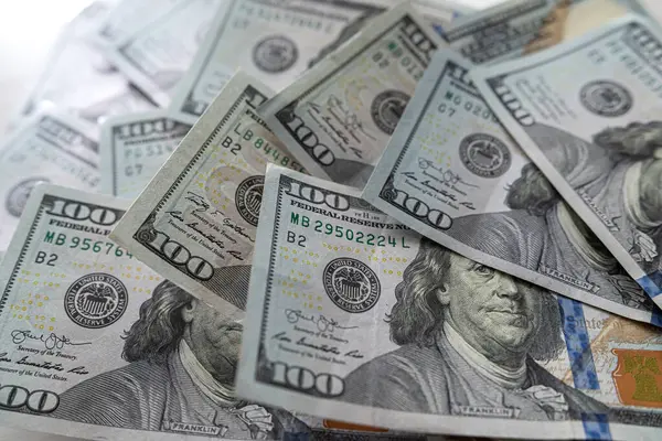 100 dolarlık banknotlar halinde 100 Amerikan doları. Yatırım kavramı