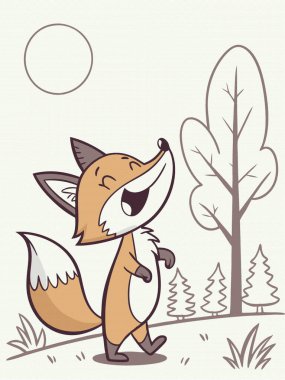 Ormandaki Ay 'lı Şirin Tilki tasviri