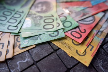 Avustralya para birimi Avustralya para banknotları. Farklı faturalar, finans kavramı