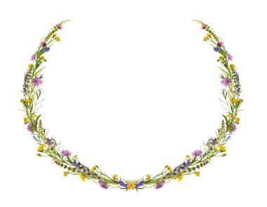 Akasya yapraklarının bileşimi. Genç yeşil akasya yaprakları çiçek dallı bir çelenk içinde. Kartpostallar, düğün kartları ve davetiyeler için tasarım ögesi.