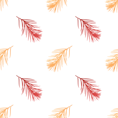 Kusursuz desen. Sarı ve kırmızı desenli incili çay ağacı filizleri beyaz arka planda izole edilir..