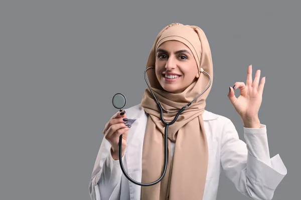 stock image Female doctor. Young female doctor in hijab looking confident