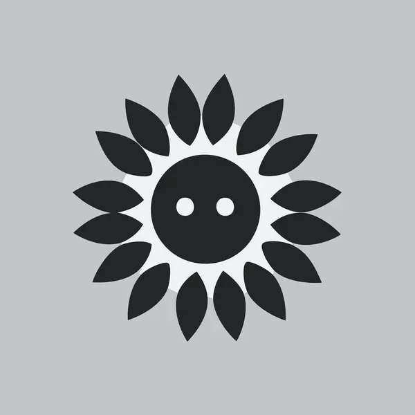 stock vector sunflower emoji icon. Black and white solar flowers vector illustration.