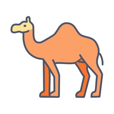 Camel flat color icon animal vector illustration clipart