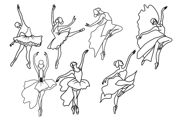 Bailarina Acuarela Líneas Negras Bailarina Aislada Actuación Ballet Clásico Dibujado —  Fotos de Stock