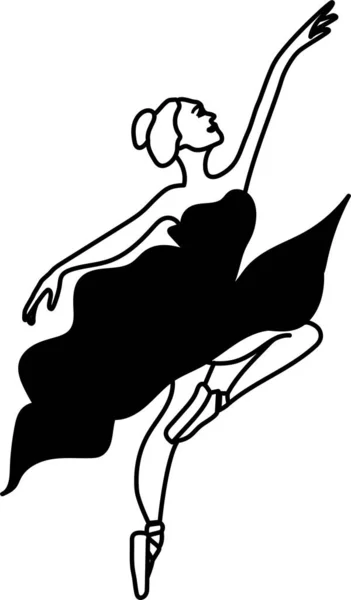 Watercolor Dancing Ballerina Black Lines Isolated Dancing Ballerina Hand Drawn —  Vetores de Stock