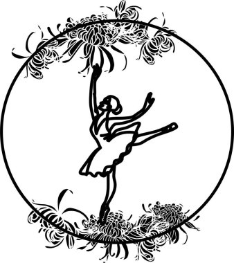 Çiçekler ve ay ile suluboya dans eden pembe güzel balerin. Suluboya el çizimi çizimi. Kartlar ya da posterler için kullanılabilir. İzole edilmiş beyaz bir geçmişi var. Genç, güzel balerin kadınlar..