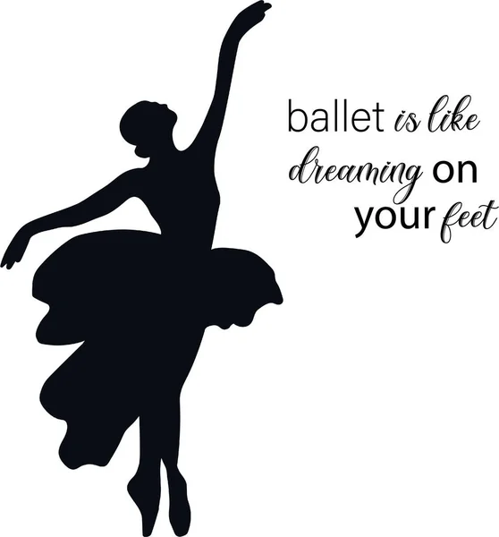 Watercolor dancing pretty ballerina with quotes. Watercolor hand drawn illustration. Can be used for cards or posters. With white isolated background. Young  pretty ballerina women.