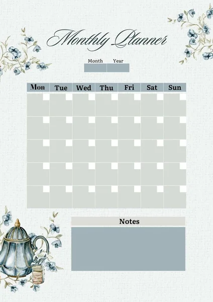 几乎每月都有极简主义的计划 年度壁挂历计划模板 周从星期一开始 清楚而简单的可打印的工作列表 商业组织者页面 — 图库照片
