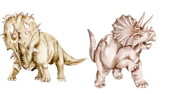 Aquarel Hand Getekend Illustratie Van Dinosaurussen Een Witte Achtergrond Perfect — Stockfoto