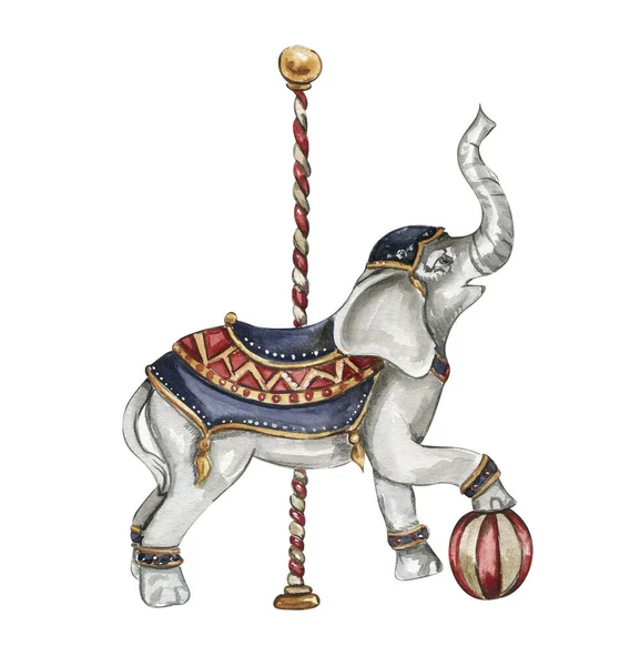 Akvarell Kézzel Rajzolt Cirkusz Elefánt Vintage Stílusban Egy Rajz Egy — Stock Fotó