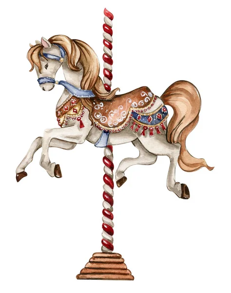 Akvarel Håndtegnet Cirkus Hest Vintage Stil Perfekt Til Bryllup Invitationer - Stock-foto
