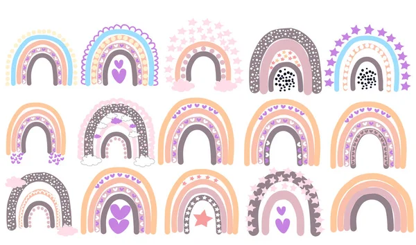 Набір Ручних Акварельних Веселок Ілюстрація Ізольована Білому Тлі Дизайн Логотипу — стокове фото
