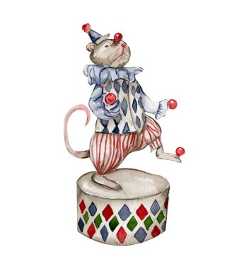 Suluboya el çizimi sirk fareleri tarzı. Düğün için mükemmel, davetiyeler, bloglar, kart şablonları, doğum günü ve bebek kartları, şablonlar, alıntılar. Beyaz arka planda izolasyon. Şirin sirk hayvanları. .