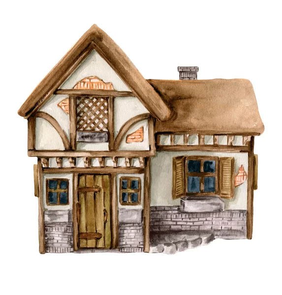 Акварельная Иллюстрация Старого Загородного Дома Старый Ржавый Элемент Эмали Ручной — стоковое фото