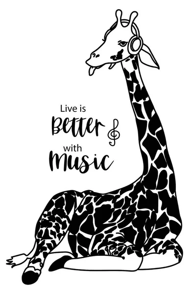 Giraffe Illustration Quote Cartoon Tropical Animal Exotic Summer Jungle Design — Stock Photo, Image