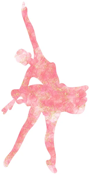 Aquareldansende Ballerina Silhouet Geïsoleerde Dansende Ballerina Hand Getekend Klassieke Ballet — Stockfoto
