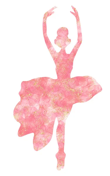 Silhueta Bailarina Dançando Aquarela Bailarina Dança Isolada Mão Desenhado Desempenho — Fotografia de Stock