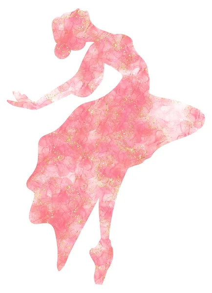 Μπαλαρίνα Νερομπογιές Μεμονωμένη Χορευτική Μπαλαρίνα Χειροποίητη Κλασική Παράσταση Μπαλέτου Πόζ — Φωτογραφία Αρχείου