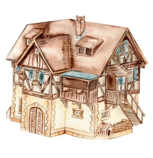 Akwarela Ręcznie Rysowane Jesienny Dom Ręcznie Rysowana Ilustracja Jesieni Idealny — Zdjęcie stockowe