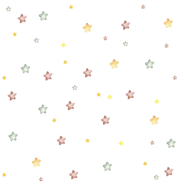 Aquarell Handbemalte Sterne Mit Nahtlosem Muster Illustration Isoliert Auf Weißem — Stockfoto
