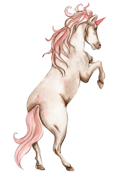 Hermoso Lindo Unicornio Blanco Con Alas Rosadas Caballo Para Guardería —  Fotos de Stock