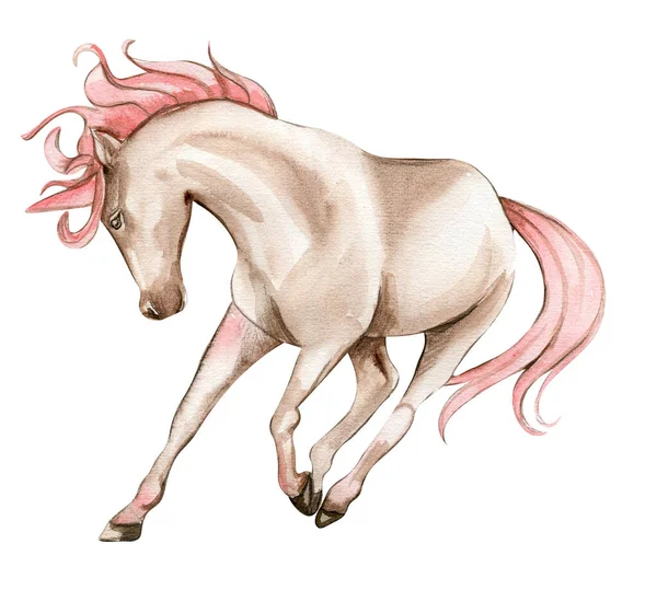 Hermoso Lindo Unicornio Blanco Con Alas Rosadas Caballo Para Guardería —  Fotos de Stock