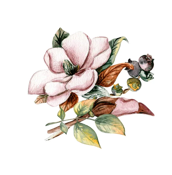 秋の花の花束 カードのための水彩イラスト スクラップブッキングのための水彩イラスト 子供のデザインのための花を背景に描いた漫画の手 — ストック写真