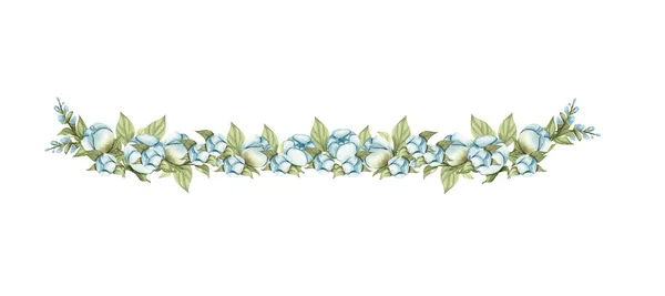Mavi Güllerle Suluboya Yatay Pürüzsüz Arka Plan Çizgi Film Tarzında — Stok fotoğraf