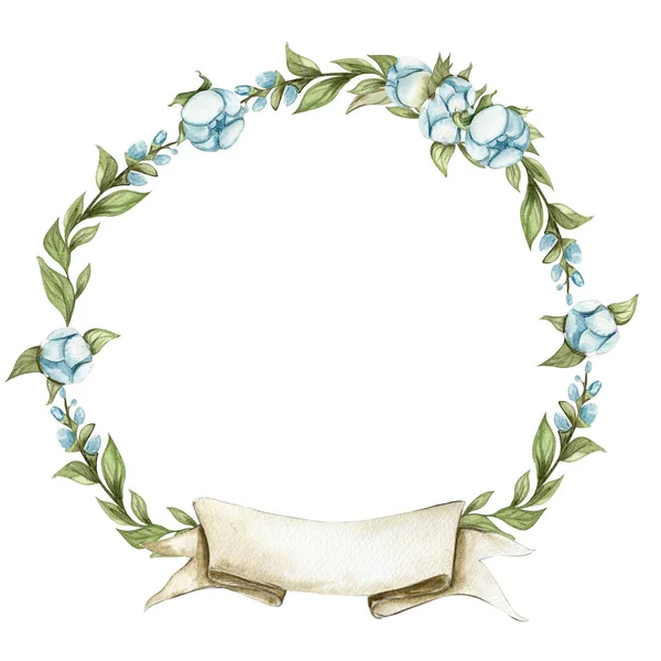 Summer Flowers Wreath Watercolor Illustration Cards Backgrounds Watercolor Illustration Scrapbooking — Stock Photo, Image