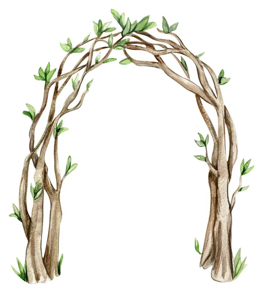Woven Branch Arch Fairy Watercolor Hand Drawn Illustration Perfect Greeting — Stock Photo, Image