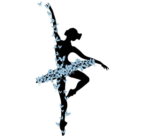 Tańczące Baleriny Akwarelowe Czarne Linie Odizolowany Taniec Baletnicy Ręcznie Rysowane — Zdjęcie stockowe
