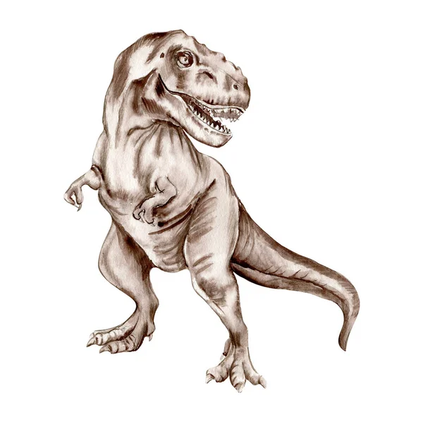 Akwarela Ręcznie Rysowane Tropikalne Dinozaury Ręcznie Malowane Słodkie Dinozaury Ilustracja — Zdjęcie stockowe