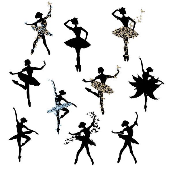 Watercolor Dancing Ballerina Black Lines Isolated Dancing Ballerina Hand Drawn — Foto Stock