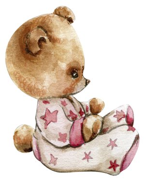 Oyuncak ayı ve pijama. Doğum günü partisi için tasarım, pasta, tatil tasarımı, tebrik kartı, davetiye.