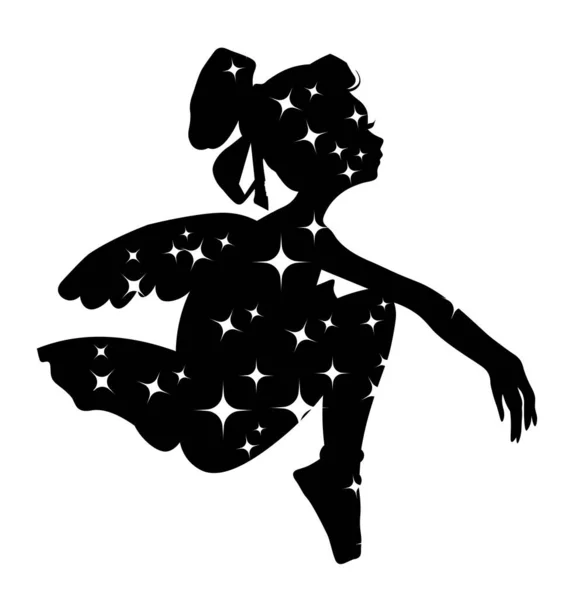 魔法の翼を持つ漫画の妖精のシルエット 水彩画手描きイラスト 赤ちゃんのシャワー パーティー 誕生日 ケーキ 休日の祝祭の設計 挨拶カード 招待のための設計 — ストック写真