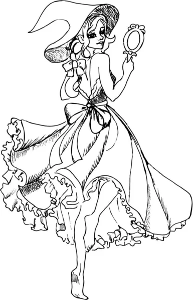 戴帽子的女巫水彩画手绘插图 完美的剪贴簿 孩子设计 婚宴邀请函 问候卡 派对装饰 — 图库照片