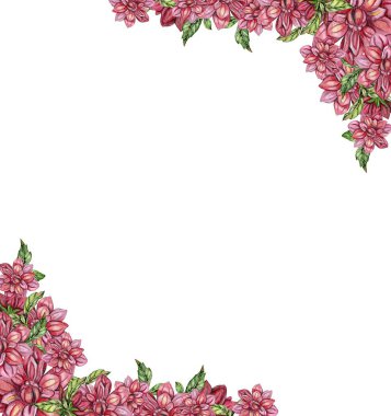 Yıldız çiçekli kare çerçeve, kartlar için suluboya resim, arka plan. Albüm koleksiyonu için suluboya çizimi. Tasarımın için çiçekli el çizimi arka plan. Düğün davetiyesi için mükemmel..