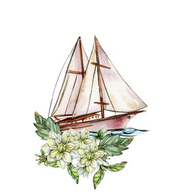 Suluboya paslı eski elementler ve yıldız çiçeği bileşimi. El çizimi ya da bir yaz bahçesi. Doğum günü partisi için tasarım, pasta, bayram kutlama tasarımı, tebrik kartı, davetiye.