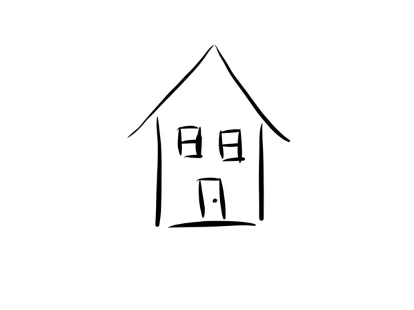 Illustrazione Pittura Astratta Casa Immobili Silhouette Simbolo Una Nuova Casa — Foto Stock
