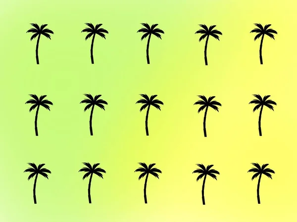 用80 90年代流行风格的棕榈树图案 用绿色和黄色渐变霓虹灯打印插图 — 图库照片